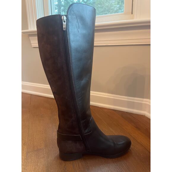 Marc Fisher Riding Boots Dark Brown Leather and Suede Sz 7 - Picture 4 of 8